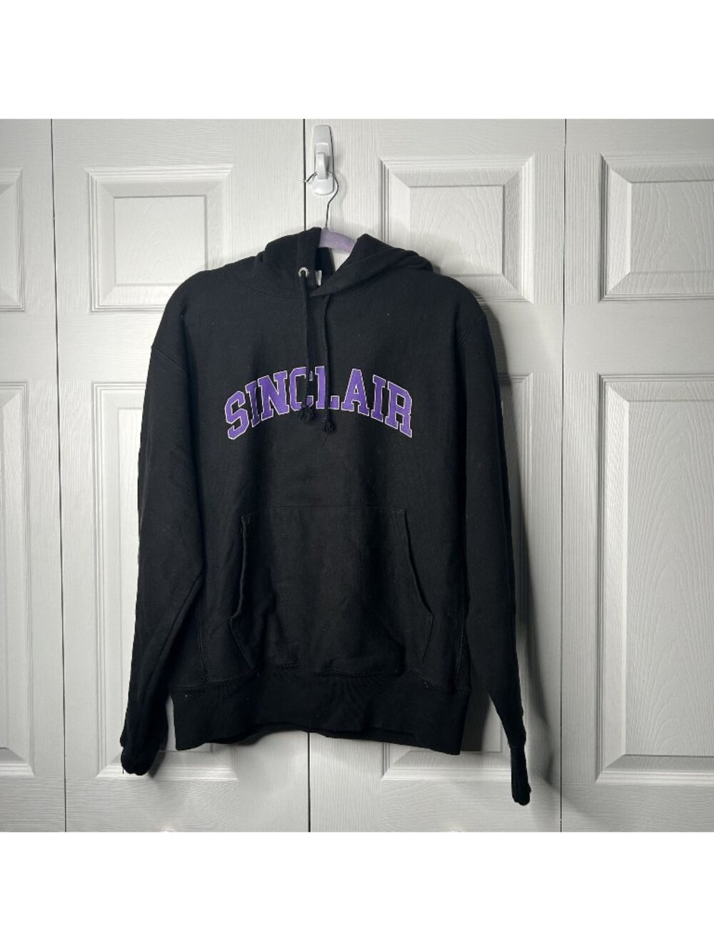Sinclair Global x Champion Black Purple Logo Reverse Weave Hoodie Size Medium M